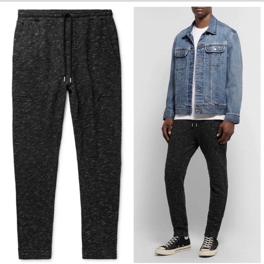 Alex Mill Jogger Sweatpants Men's Sz XL Black Tapered Slim Melange Cotton Jersey - Picture 1 of 13